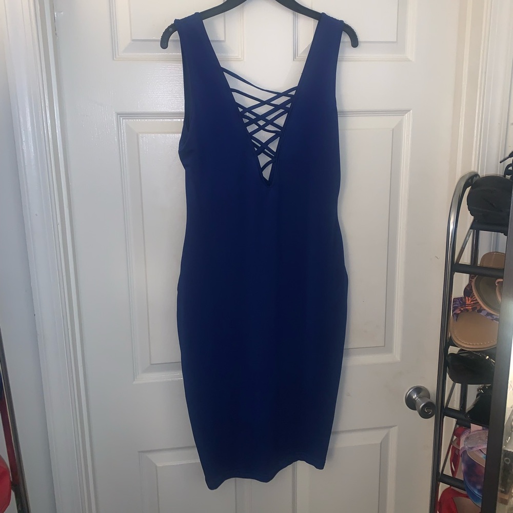 Royal blue cut out dress
